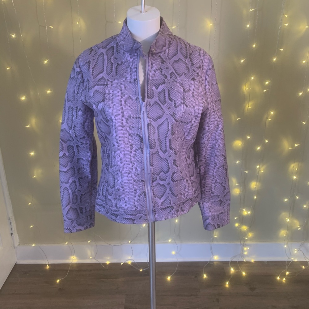 Vintage purple snakeskin moto jacket